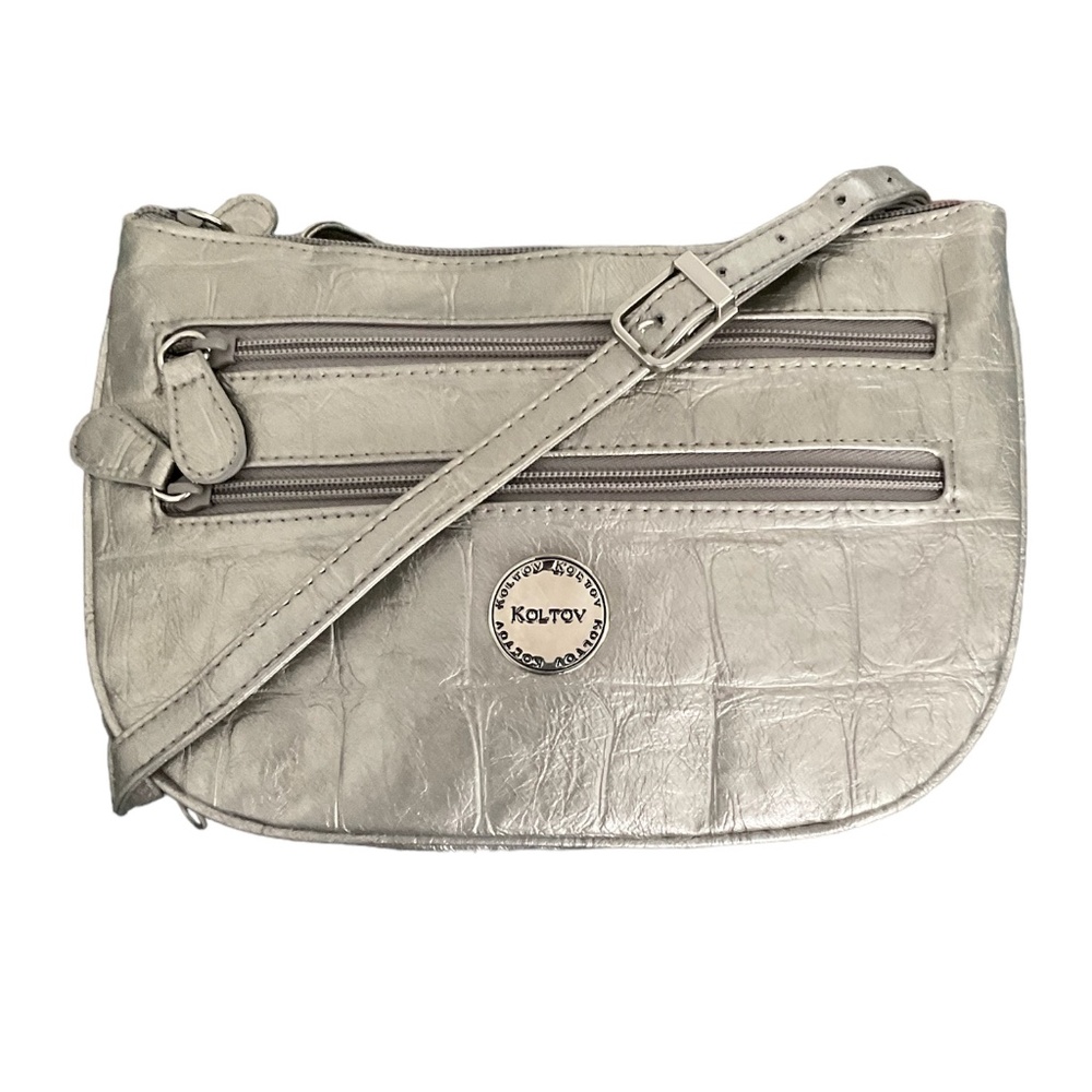 KOLTOV Women’s Bag Crossbody Metallic Platinum Color w/ Silver Accents N…